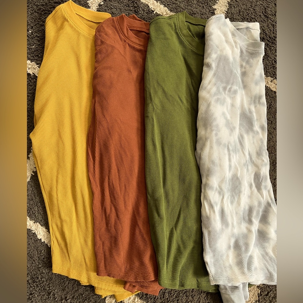 Waffle Style Long Sleeve Tops
